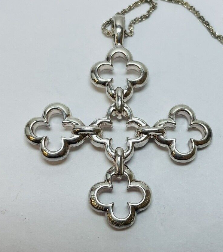 Heidi Klum Sterling 925 Silver Diamond Clover Necklace 16 in