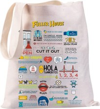 TV Show Gift Fuller House Merchandise Tote Bag for Fans Beige 