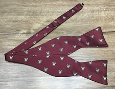 Men's Adjustable Christmas Candy Cane Patterned Bow Tie Maroon