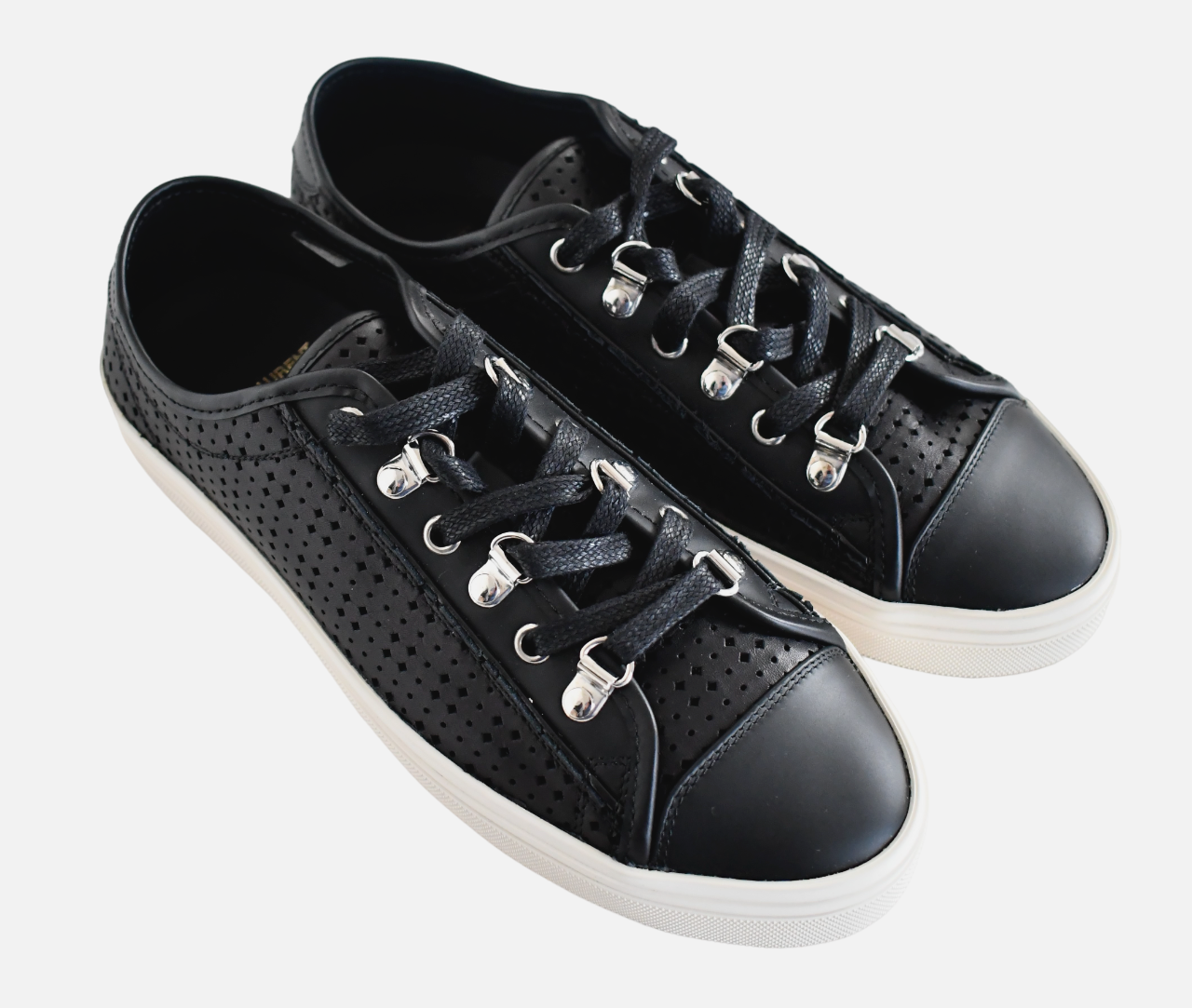 Sneakers da donna SAINT LAURENT in pelle nera TRAFORATE BASSE EU 39 US 8 5 9