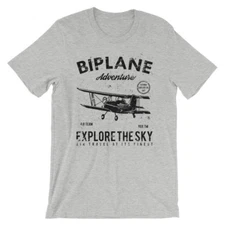 Biplane Adventure T-Shirt. Airplane 100% Cotton Premium Tee NEW