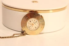 VINTAGE RELIEF LUXURY GOLD PLATED MECHANICAL LADIES WATCH PENDANT "CHAIKA"