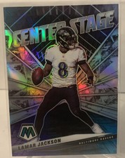 Lamar Jackson SILVER Prizm 2021 Panini Mosaic Football CENTER STAGE Ravens SP