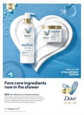 Dove Moisture Boost Body Cleanser Infused with Hyaluronic Serum Print Ad