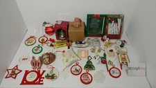 Lot assorted Christmas ornaments apple snoopy helicopter pillow heart bell glass