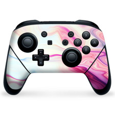 Nintendo Switch Pro Controller Skin Decal Vinyl Wrap - Pink Marble Glass pastel