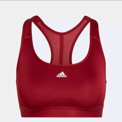 ADIDAS Powerreact Women Medium Support Sports Bra Red HM4244 Size Large  D-DD NWT