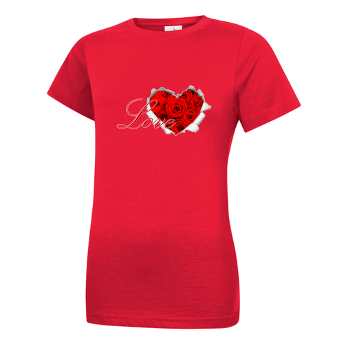 Camiseta para damas del Día de San Valentín - Love Rose Heart - Regalo para niñas - Prendas para el torso de algodón - Imagen 9 de 14