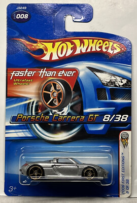 2006 Hot Wheels #8 Porsche Carrera GT #8/38 First Editions Silver w/OH5SP