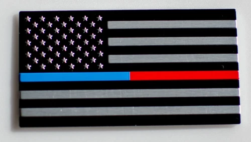 3D Metal Thin Blue/Red Line American Flag Sticker Decal Emblem 3.2" x 1.75"