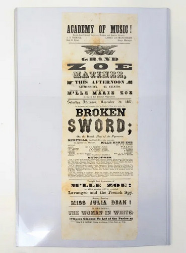 1867 Grand Zoe Matinee Broadside Poster