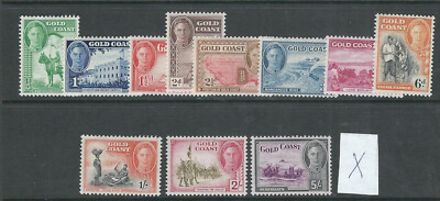 GOLD COAST 1948 KGVI Definitives set short 10sh value (Scott 130