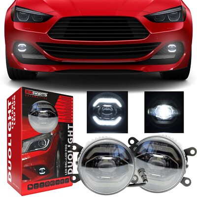 LED Nebelscheinwerfer 2v1 Tagfahrlicht 6000K Rund Halogen Lampe 12V Klarglas