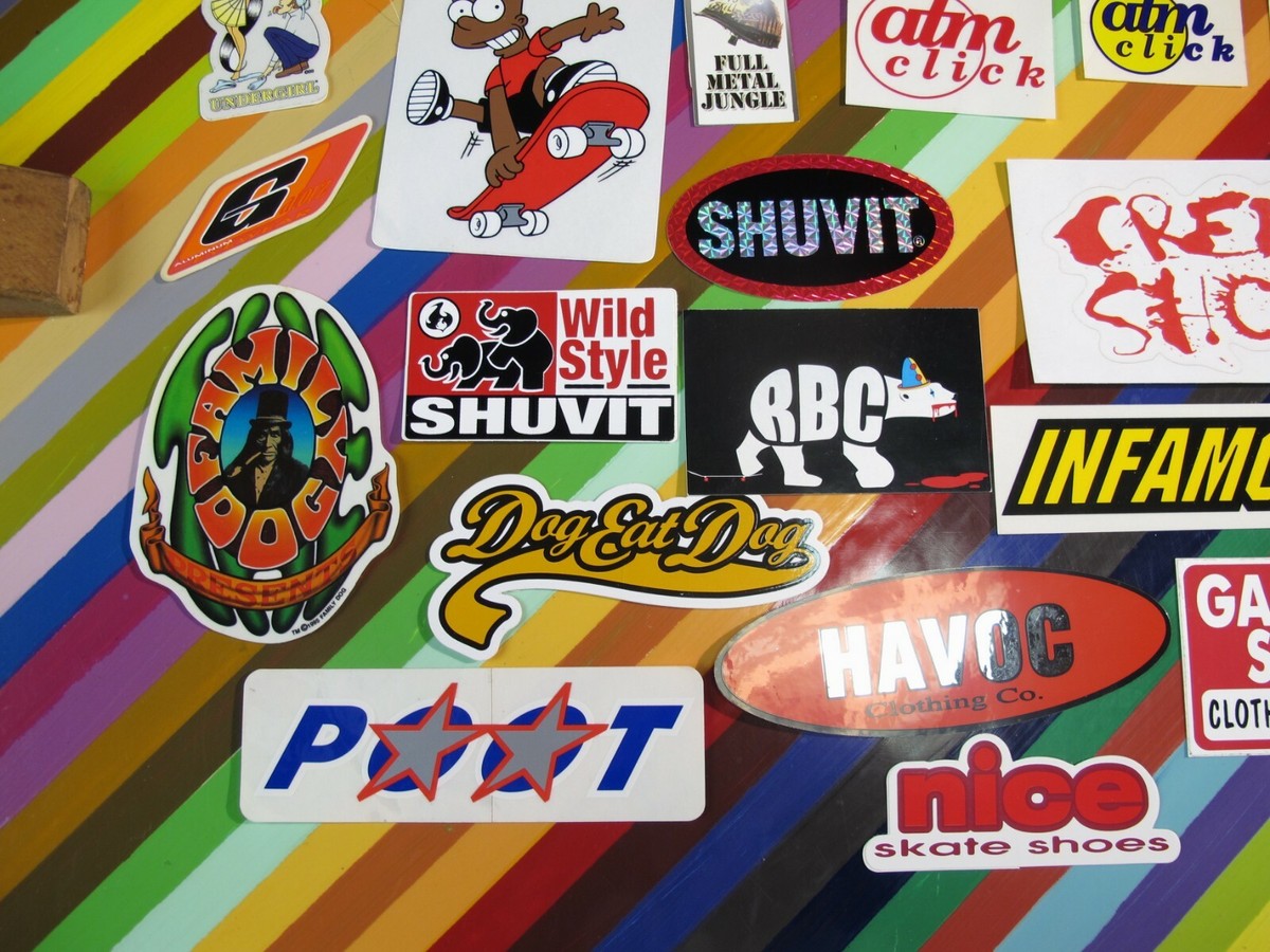 vtg 1990s Asstd. skateboard sticker - Mixed Kik ATM Groove Phat