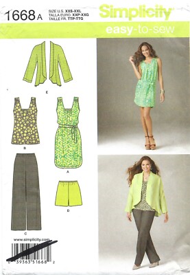 Simplicity 1668 Shirttail Hem Dress, Top, Cardigan, Pants & Shorts Sz 4-26 UNCUT
