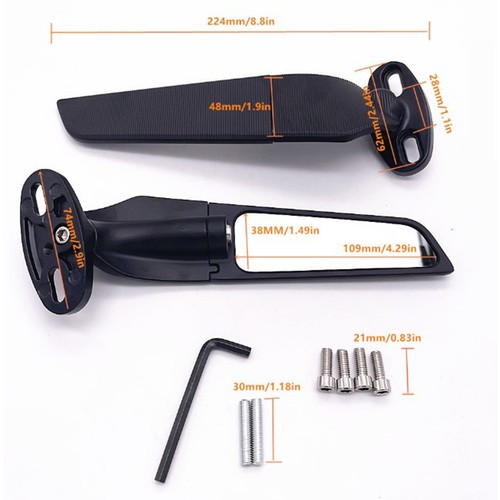 For Kawasaki Ninja 250 400 ZX10R 6R Rear View Wind Wing Adjustable Swivel Mirror - Picture 2 of 7