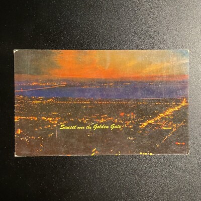 Vintage Postcard Evening From East Bay Berkeley Hills San Francisco CA