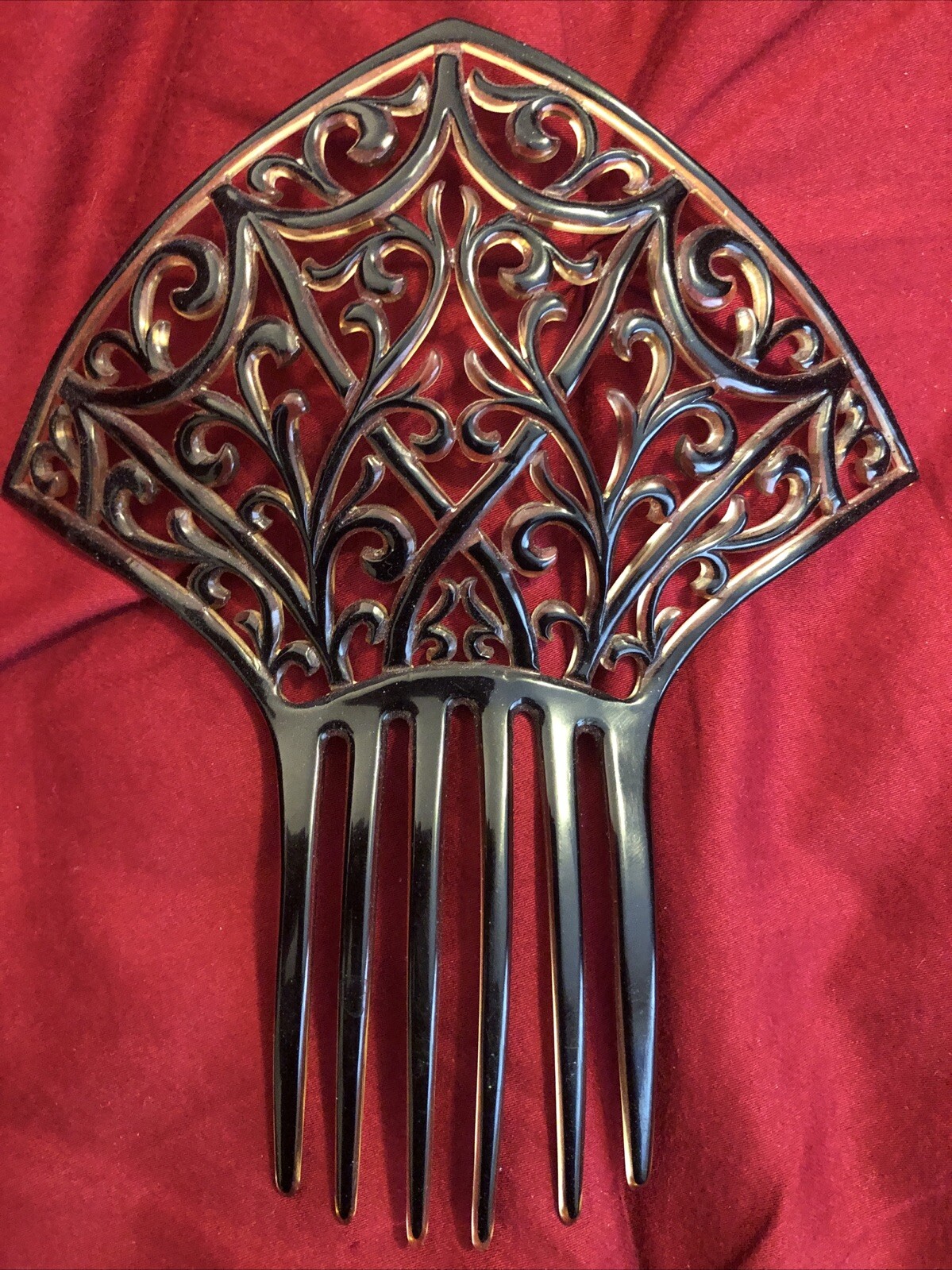 ART NOUVEAU LARGE CELLULOID MANTILLA HAIR COMB eBay