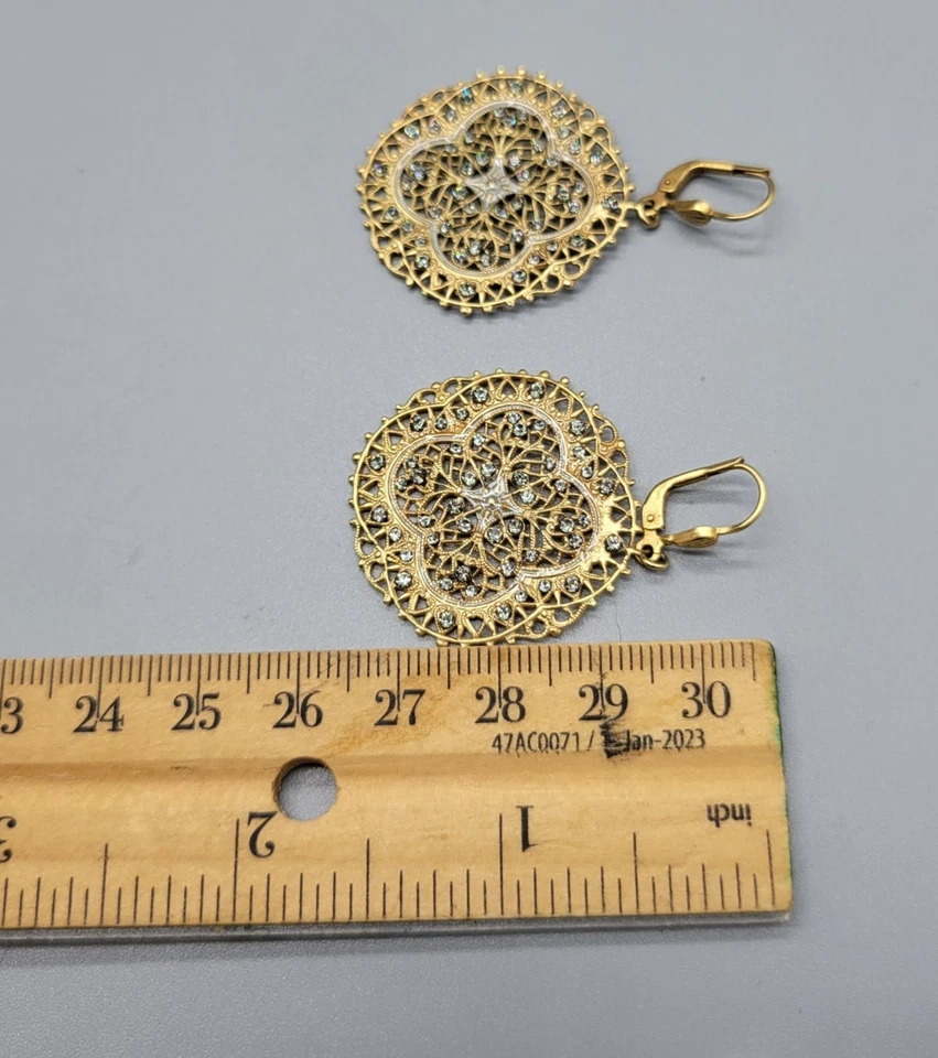 Elegantes pendientes colgantes Catherine Popesco La Vie Parisienne oro estrás E1 Foto 2 de 4