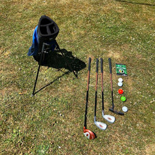 Ogre Junior Stand Golf Bag Blue/Black Nylon 3-Way Divider Dual Strap