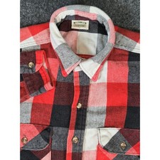 Five Brother Heavy Flannel Shirt Mens Large Red Black Plaid Button Up USA Made