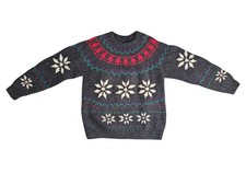 Vtg 80s GANT SWEATER 100 Wool Shetland FAIR ISLE Gray SNOWFLAKES Adult Sz Lrg