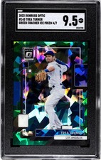 2022 Panini Donruss Optic Trea Turner SGC 9.5 Mint+ Green Cracked Ice Prizm /7