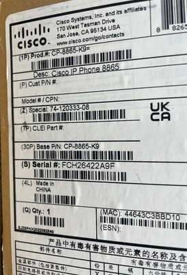 New Cisco CP-8865-K9 IP Telephones Video Camera Speakerphones 8865 (Read)