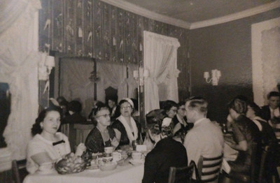 Vintage 1959 Full Dinner Party Group Formal Dress Fancy Hats Photo