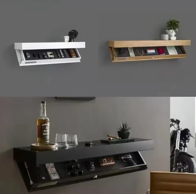 Wandmontiertes Regal mit Geheimfach Ausziehbare Schublade Holz Wandregal