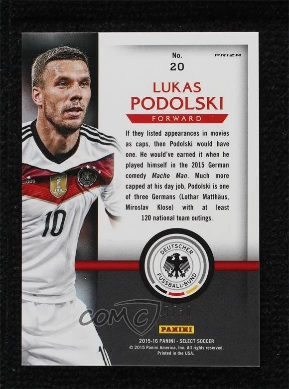2015-16 Panini Select National Pride Tie-Dye Prizm /30 Lukas Podolski #20 - Image 2 of 2