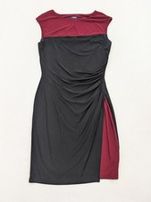 Chaps Women's Dress Size L Black Maroon Stretch Knit Sheath Cocktail Business