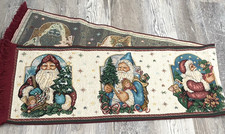 Collectible Christmas THE SANTA CLASSICS 72" x 13" tapestry fringe table runner