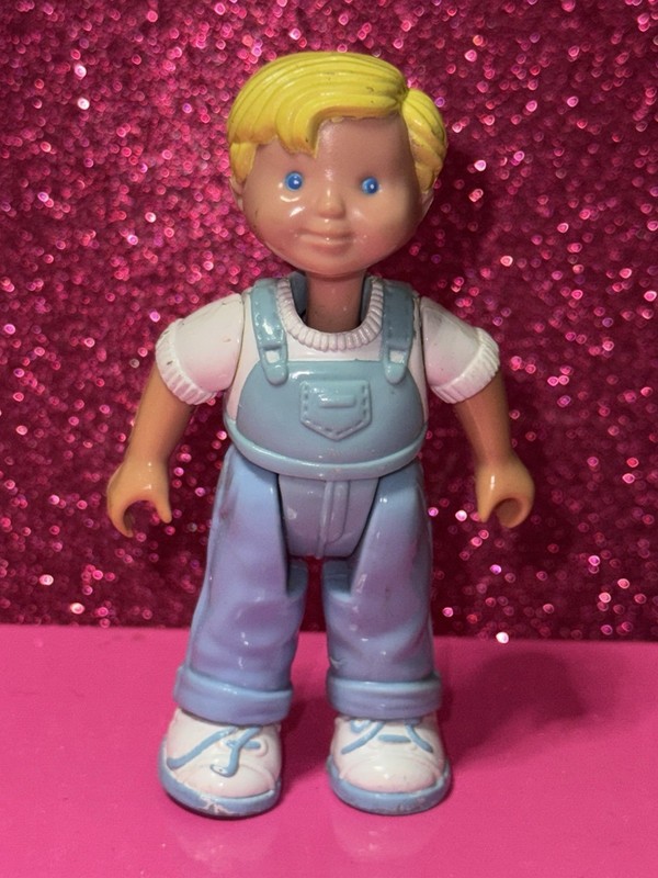 FISHER PRICE Loving Family Dollhouse BLOND BOY BLUE Overalls 1993 SON