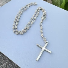 Vintage Silver Rosary Filigree Style Industrial Sculptural Minimalist Brutalist