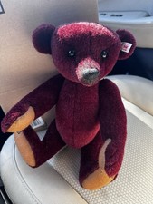Steiff Louis Teddybear 421235 Growler Club Alpaca Dark Red Burgundy