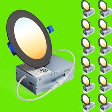 12 Pack 4 Inch LED Recessed Ceiling Light Black, Dimmable, 2700K-5000K 5CCT, 9W