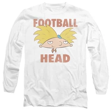 Hey Arnold Football Head Mens Long Sleeve Shirt White Officially Licensed