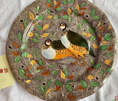 Vintage Gien Rambouillet Plate PARTRIDGE French Faience Hunting Scene 10''