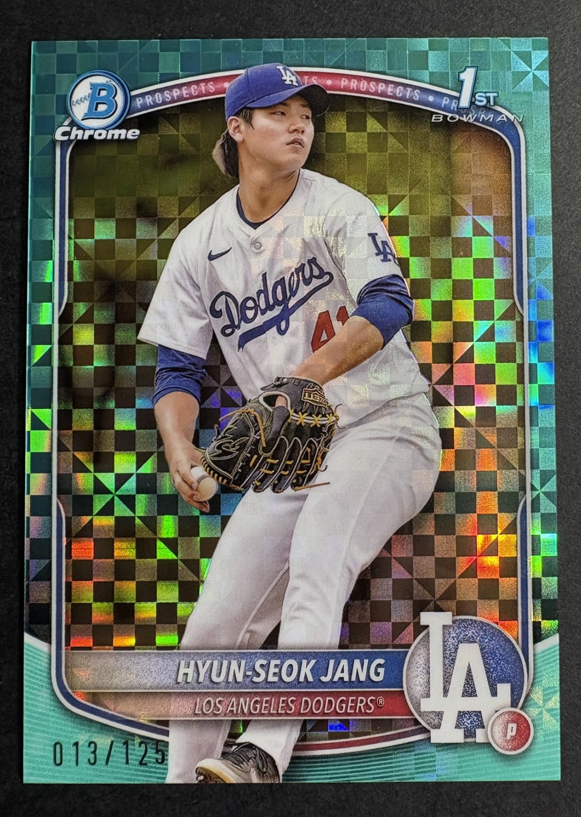 2025 HYUN-SEOK JANG 1st Bowman Chrome Aqua Xfractor Rookie RC #/125 Dodgers