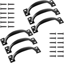 6 Pcs 4" Rustic Gate Handle with Screw, Black Iron Hardware, Vintage Farmhouse