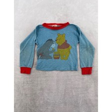 Sears Winnie the Pooh Kids 5 Blue Red Vintage Pajama Top Eeyore Graphic Retro