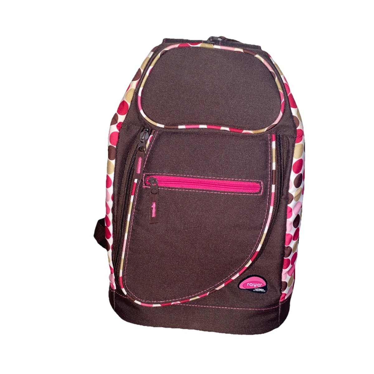 Y2K Raya Brown & Pink Polka-Dot Women’s Sling Thermos Lunchbad Raya by Thermos Black & Pink Lunch Box Shoulder Cooler Bag  main image 4