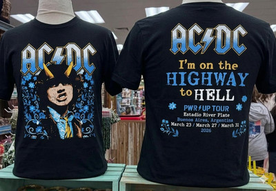 Vintage AC DC Argentina 2026 Highway To Hell River Plate Two Sided Shirt New Fas
