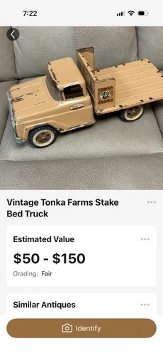 Tonka Farms Stake Bed Truck Pressed Steel Tan Vintage Model