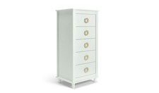 Bardot 5 Drawer Tallboy White Stylish and Compact Bedroom Storage Solution