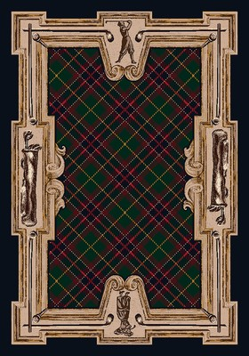 #ad 5x8 Milliken Highland Emerald Sapphire Border Gold Area Rug Approx 5#x27;4quot;x7#x27;8quot; $249.99