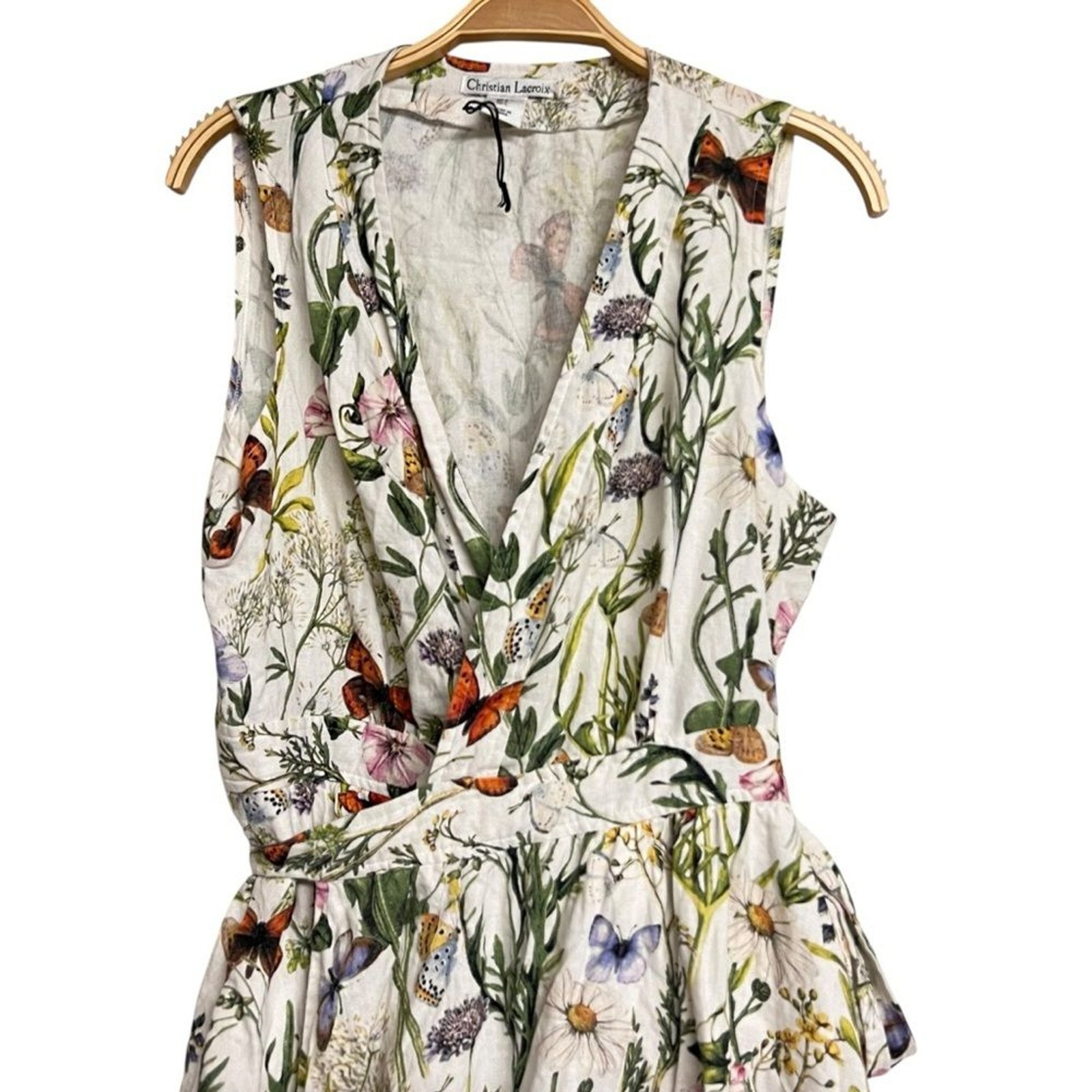 Christian Lacroix Floral Garden Butterfly Mini Wrap Dress