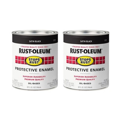 7777502-2PK Stops Rust Brush on Paint, 1 Quarts (Pack of 2), Satin Black