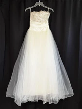 Vtg Jessica McClintock for Gunne Sax Ivory Tulle Satin Gown Dress Size 8 Formal
